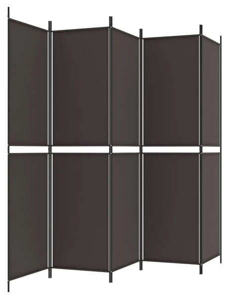 Paravan - Sobna pregrada s 5 panela smeđa 250 x 200 cm od tkanine - Smeđa 250 x 200 cm 1 1