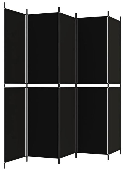 Paravan - Sobna pregrada s 5 panela crna 250 x 220 cm od tkanine - Crna 250 x 220 cm 1 1