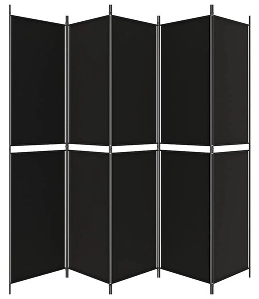 Paravan - Sobna pregrada s 5 panela crna 250 x 220 cm od tkanine - Crna 250 x 220 cm 1 1