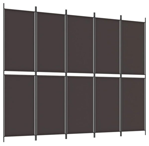 Paravan - Sobna pregrada s 5 panela smeđa 250 x 200 cm od tkanine - Smeđa 250 x 200 cm 1 1