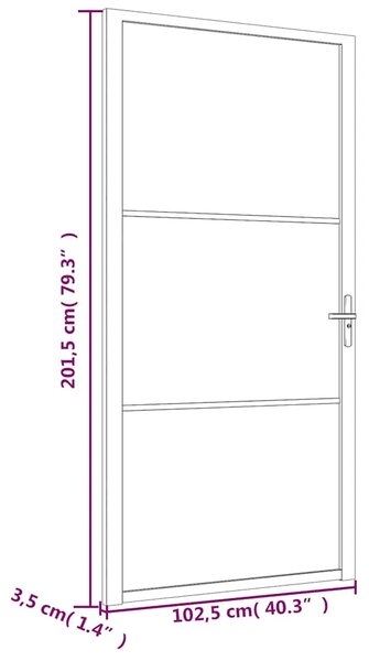 Unutarnja vrata 102 5x201 5 cm Bijela od mat stakla i aluminija - Bijela i mutna 102.5 x 201.5 cm 1 2 vodoravne šipke