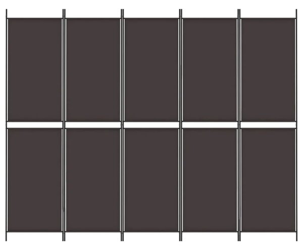 Paravan - Sobna pregrada s 5 panela smeđa 250 x 200 cm od tkanine - Smeđa 250 x 200 cm 1 1