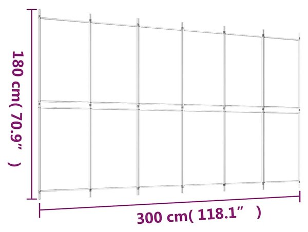 Paravan - Sobna pregrada s 6 panela crna 300 x 180 cm od tkanine - Crna 300 x 180 cm 1 1