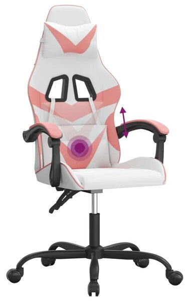 Okretna Gaming stolica bijelo-ružičasta od umjetne kože - Bijela i ružičasta 1 Bez naslona za noge Bijela i ružičasta