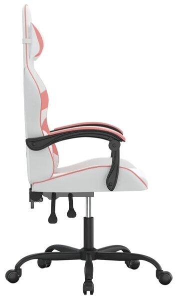 Okretna Gaming stolica bijelo-ružičasta od umjetne kože - Bijela i ružičasta 1 Bez naslona za noge Bijela i ružičasta