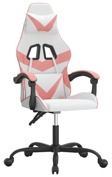 Okretna Gaming stolica bijelo-ružičasta od umjetne kože - Bijela i ružičasta 1 Bez naslona za noge Bijela i ružičasta