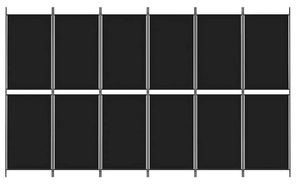 Paravan - Sobna pregrada s 6 panela crna 300 x 180 cm od tkanine - Crna 300 x 180 cm 1 1