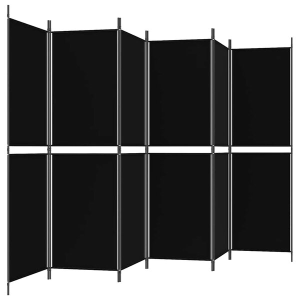 Paravan - Sobna pregrada s 6 panela crna 300 x 180 cm od tkanine - Crna 300 x 180 cm 1 1