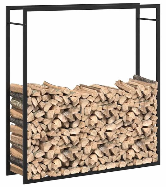 Stalak za drva za ogrjev mat crni 110x28x116 cm čelični - Crna 110 x 28 x 116 cm Crna 110 x 28 x 116 cm