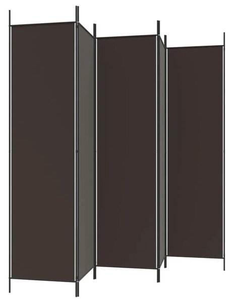 Paravan - Sobna pregrada s 5 panela smeđa 250 x 200 cm od tkanine - Smeđa 250 x 200 cm 1 1
