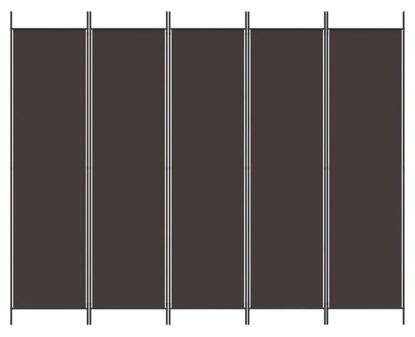 Paravan - Sobna pregrada s 5 panela smeđa 250 x 200 cm od tkanine - Smeđa 250 x 200 cm 1 1