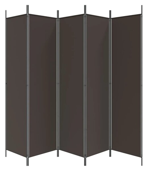 Paravan - Sobna pregrada s 5 panela smeđa 250 x 200 cm od tkanine - Smeđa 250 x 200 cm 1 1