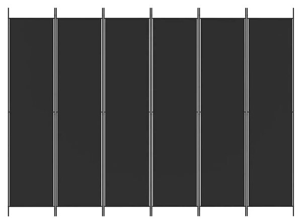 Paravan - Sobna pregrada s 6 panela crna 300 x 220 cm od tkanine - Crna 300 x 220 cm 1 1