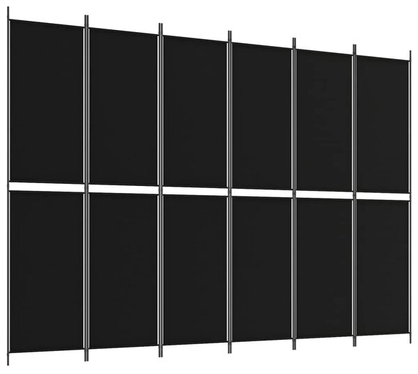 Paravan - Sobna pregrada s 6 panela crna 300 x 220 cm od tkanine - Crna 300 x 220 cm 1 1