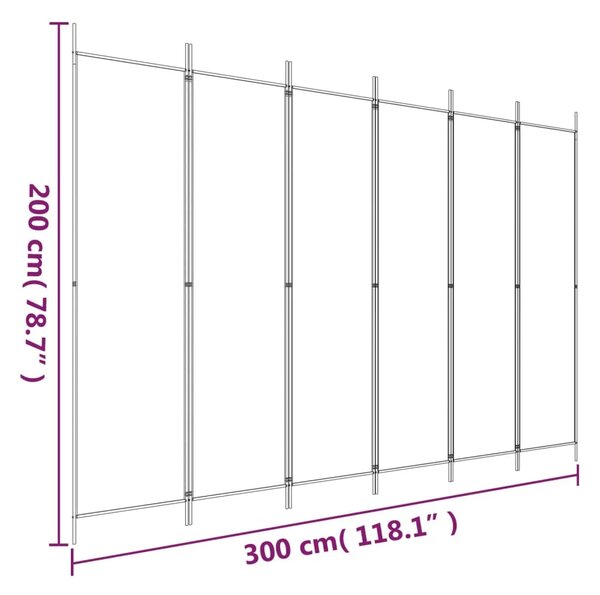 Paravan - Sobna pregrada s 6 panela smeđa 300 x 200 cm od tkanine - Smeđa 300 x 200 cm 1 1