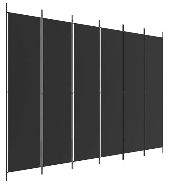 Paravan - Sobna pregrada s 6 panela crna 300 x 220 cm od tkanine - Crna 300 x 220 cm 1 1