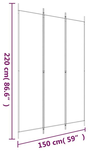 Paravan - Sobna pregrada s 3 panela crna 150 x 220 cm od tkanine - Crna 150 x 220 cm 1 1