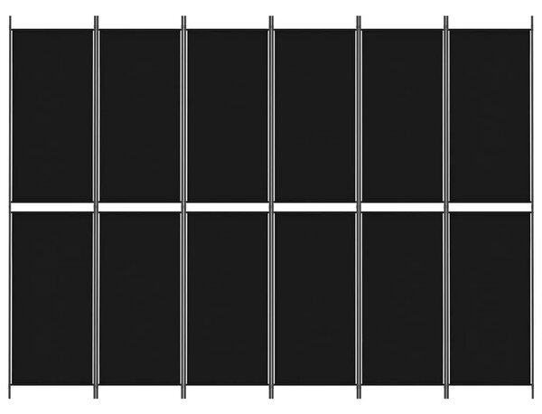 Paravan - Sobna pregrada s 6 panela crna 300 x 220 cm od tkanine - Crna 300 x 220 cm 1 1
