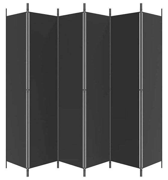 Paravan - Sobna pregrada s 6 panela crna 300 x 220 cm od tkanine - Crna 300 x 220 cm 1 1