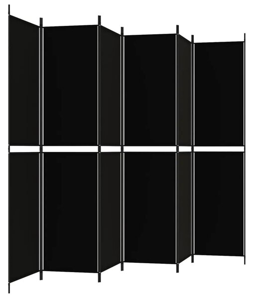 Paravan - Sobna pregrada s 6 panela crna 300 x 220 cm od tkanine - Crna 300 x 220 cm 1 1