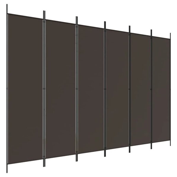 Paravan - Sobna pregrada s 6 panela smeđa 300 x 200 cm od tkanine - Smeđa 300 x 200 cm 1 1
