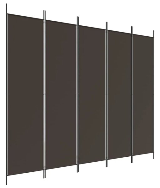 Paravan - Sobna pregrada s 5 panela smeđa 250 x 200 cm od tkanine - Smeđa 250 x 200 cm 1 1