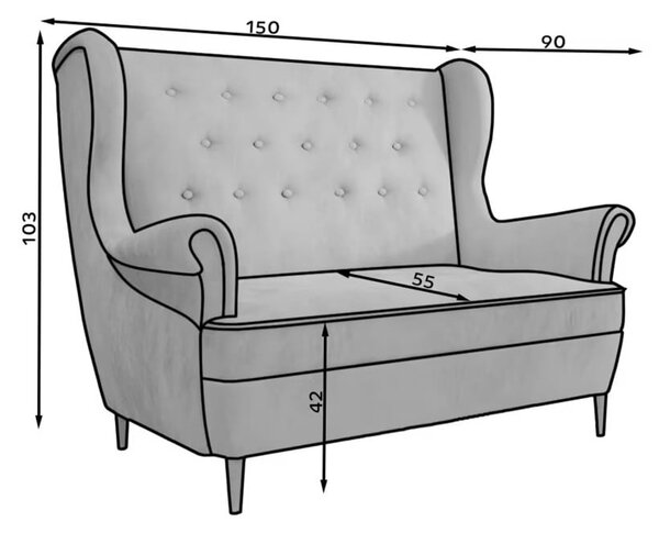 Plava sofa 150 cm Aros – ELTAP
