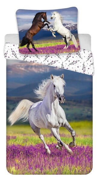 Pamučna dječja posteljina za krevet za jednu osobu 140x200 cm Horse "Meadow" – Jerry Fabrics