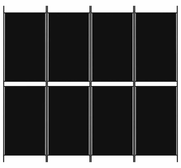 Paravan - Sobna pregrada s 4 panela crna 200 x 180 cm od tkanine - Crna 200 x 180 cm 1 1