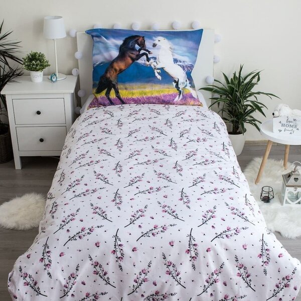 Pamučna dječja posteljina za krevet za jednu osobu 140x200 cm Horse "Meadow" – Jerry Fabrics