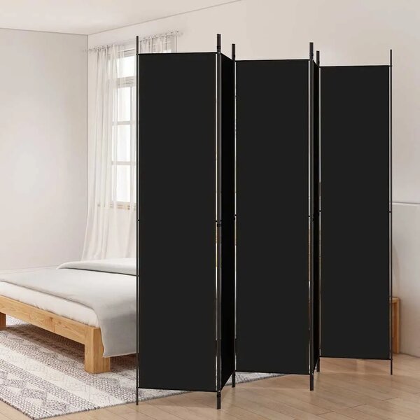 Paravan - Sobna pregrada s 5 panela crna 250 x 220 cm od tkanine - Crna 250 x 220 cm 1 1
