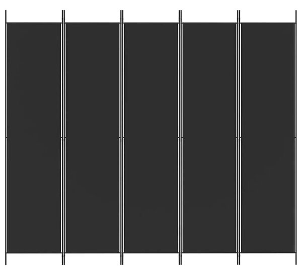 Paravan - Sobna pregrada s 5 panela crna 250 x 220 cm od tkanine - Crna 250 x 220 cm 1 1