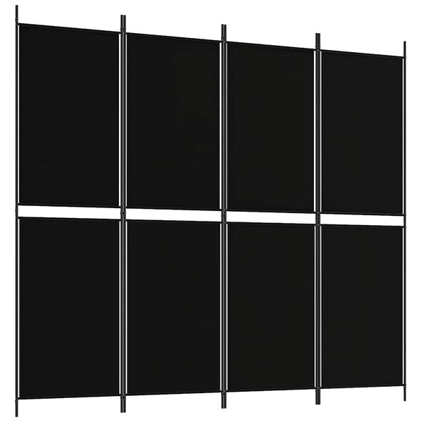 Paravan - Sobna pregrada s 4 panela crna 200 x 180 cm od tkanine - Crna 200 x 180 cm 1 1