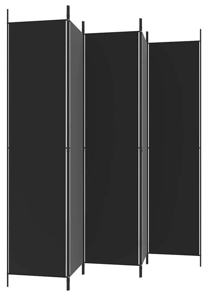 Paravan - Sobna pregrada s 5 panela crna 250 x 220 cm od tkanine - Crna 250 x 220 cm 1 1