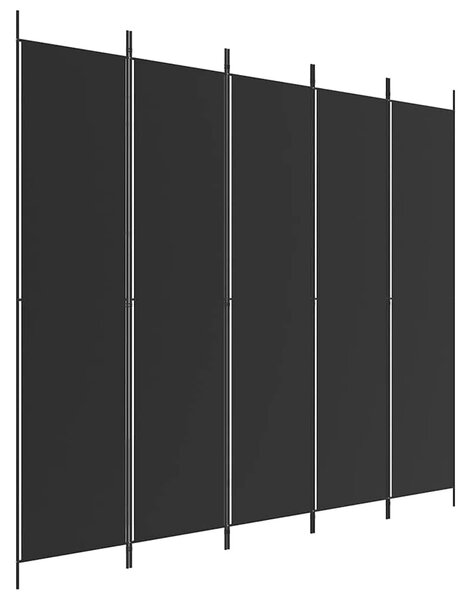 Paravan - Sobna pregrada s 5 panela crna 250 x 220 cm od tkanine - Crna 250 x 220 cm 1 1