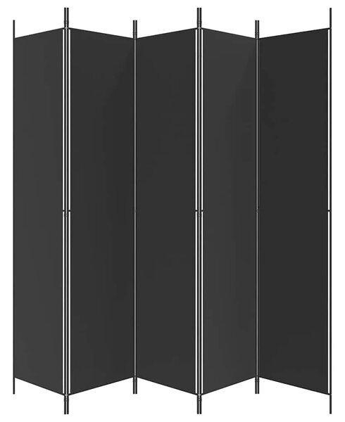 Paravan - Sobna pregrada s 5 panela crna 250 x 220 cm od tkanine - Crna 250 x 220 cm 1 1