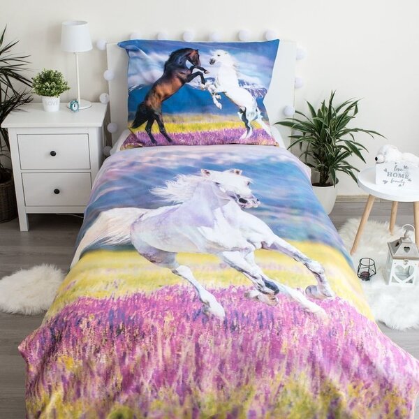 Pamučna dječja posteljina za krevet za jednu osobu 140x200 cm Horse "Meadow" – Jerry Fabrics