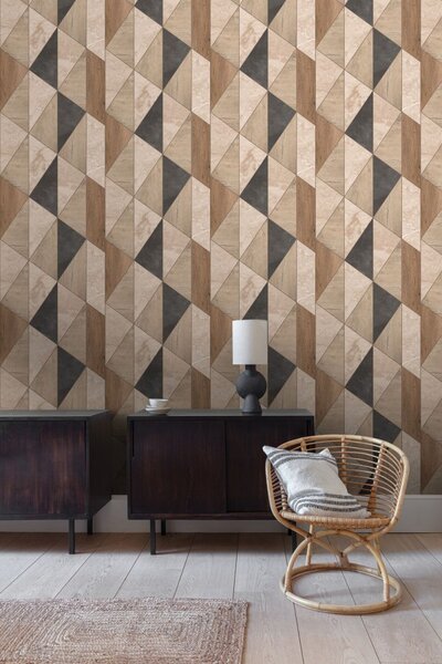 Geometrijska flis zidna tapeta | A65103 | Ljepilo gratis