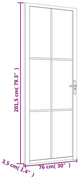 Unutarnja vrata 76 x 201 5 cm crna od ESG stakla i aluminija - Crna i tamnoprozirna 76 x 201.5 cm 1 Rešetke 3 x 2
