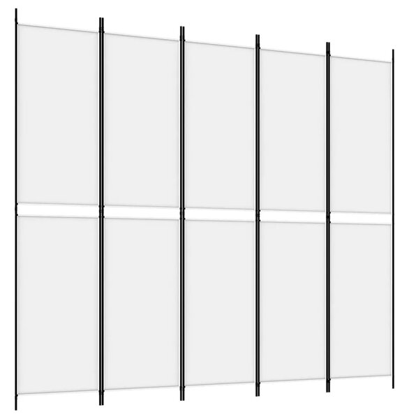 Paravan - Sobna pregrada s 5 panela bijela 250 x 220 cm od tkanine - Bijela 250 x 220 cm 1 1
