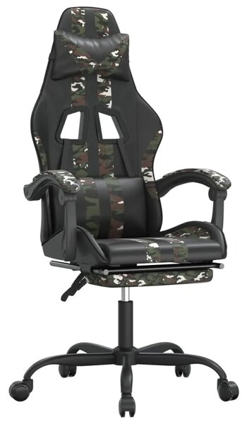 Gaming stolica s osloncem za noge crno-maskirna od umjetne kože - Crna i maskirna 1 Sa naslonom za noge Crna i maskirna