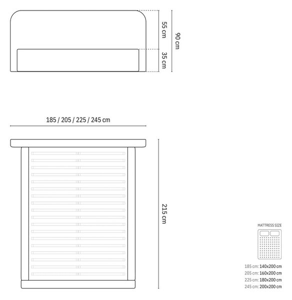 Bež tapecirani bračni krevet s prostorom za odlaganje s podnicom 200x200 cm Elizabeth – Micadoni