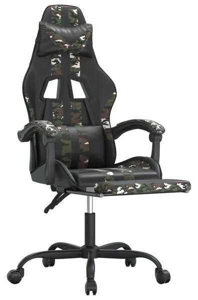 Gaming stolica s osloncem za noge crno-maskirna od umjetne kože - Crna i maskirna 1 Sa naslonom za noge Crna i maskirna
