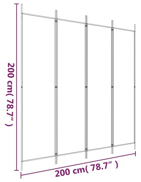 Paravan - Sobna pregrada s 4 panela bijela 200 x 200 cm od tkanine - Bijela 200 x 200 cm 1 1