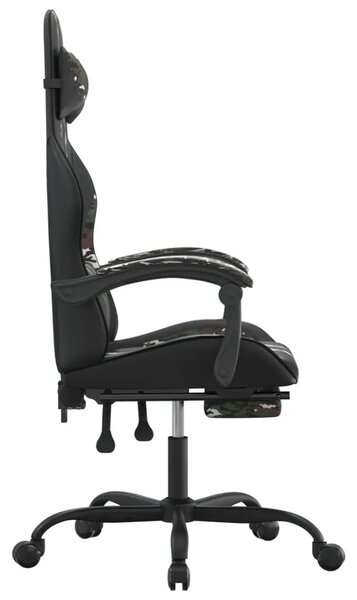 Gaming stolica s osloncem za noge crno-maskirna od umjetne kože - Crna i maskirna 1 Sa naslonom za noge Crna i maskirna
