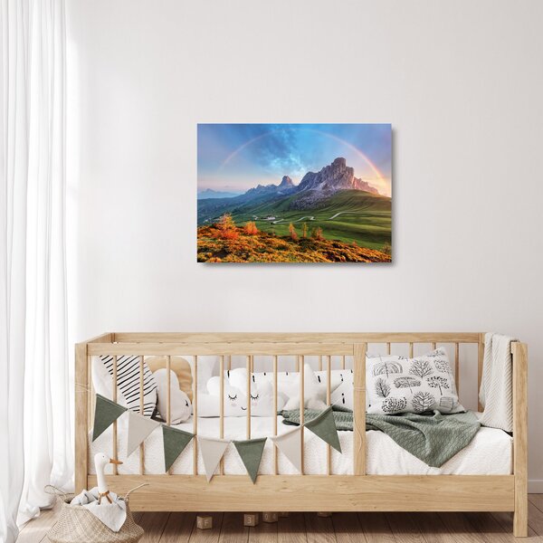 Staklena slika duge iznad stijena (70x50 cm)