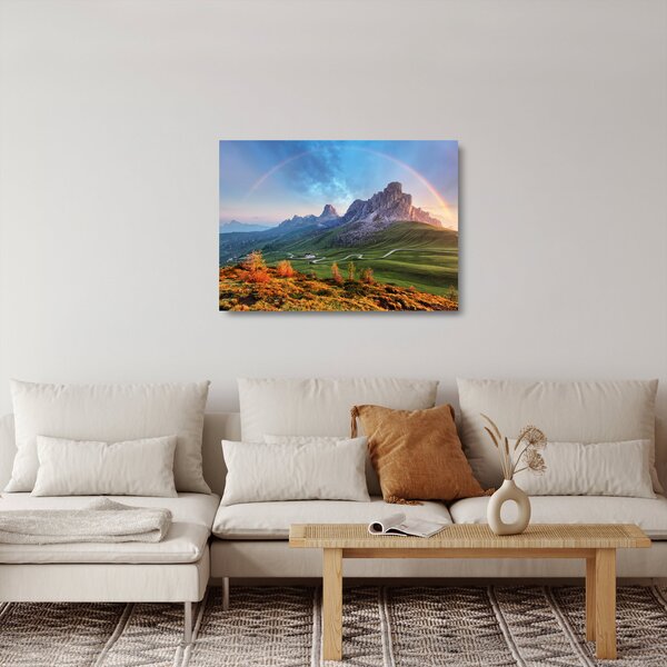 Staklena slika duge iznad stijena (70x50 cm)