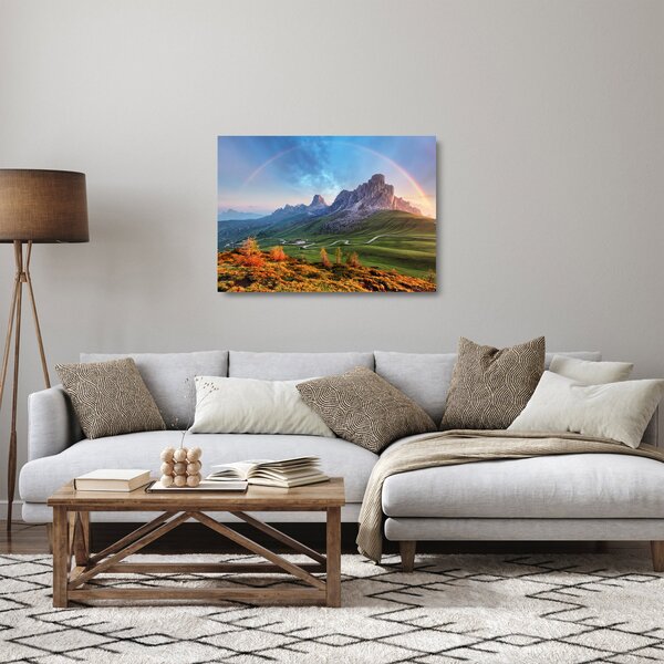 Staklena slika duge iznad stijena (70x50 cm)