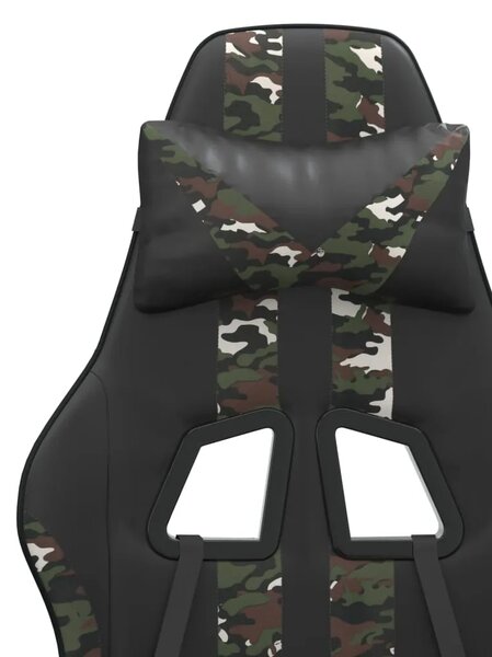 Gaming stolica s osloncem za noge crno-maskirna od umjetne kože - Crna i maskirna 1 Sa naslonom za noge Crna i maskirna