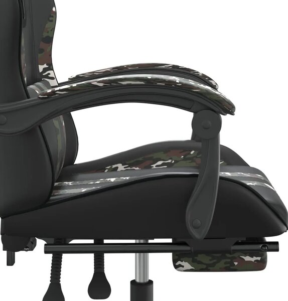 Gaming stolica s osloncem za noge crno-maskirna od umjetne kože - Crna i maskirna 1 Sa naslonom za noge Crna i maskirna